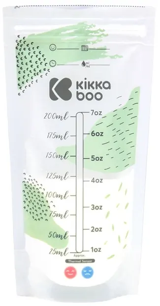 Pungi de depozitare a laptelui matern cu termosenzor KikkaBoo - Lactty, 200 ml, 50 bucăți