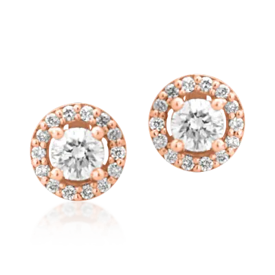 Cercei din aur roz cu diamante de 0.34ct