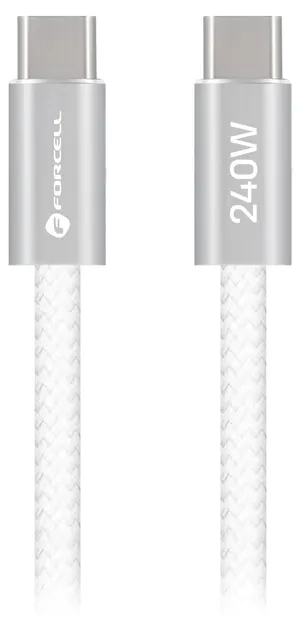 Cablu Forcell - F-Energy, USB-C/USB-C, 240W, 5A, 2 m, alb