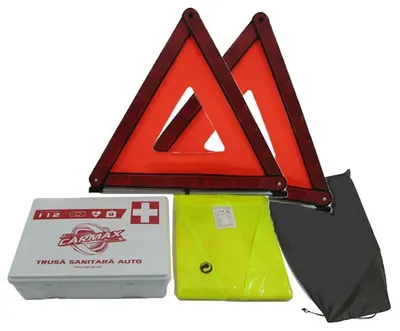 Kit AUTO: 1 X Trusa Medicala 2 x Triunghi Reflectorizant 1 X Vesta