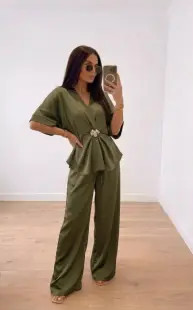 Set doua piese din viscoza cu nasturi decorativi - model VENETO 8