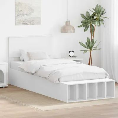 vidaXL Cadru de pat cu raft Manual Alb 75 x 190 cm Lemn prelucrat