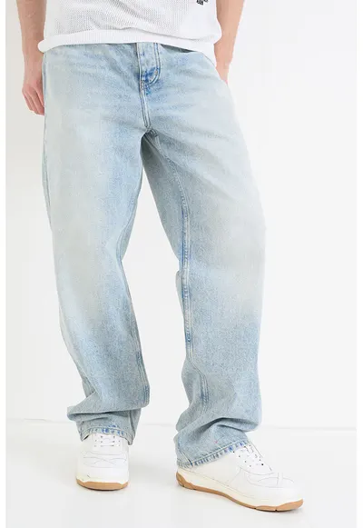 Blugi relaxed fit - Albastru deschis melange