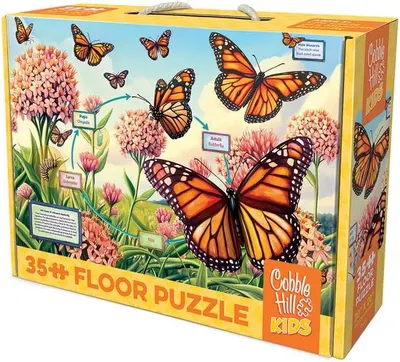 Puzzle pentru podea Cobble Hill din 35 piese - Ciclu de viață al fluturelui Monarch
