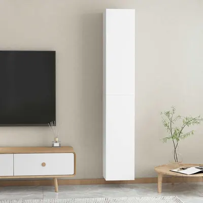 vidaXL Comode TV, 2 buc., alb, 30,5x30x90 cm, lemn prelucrat