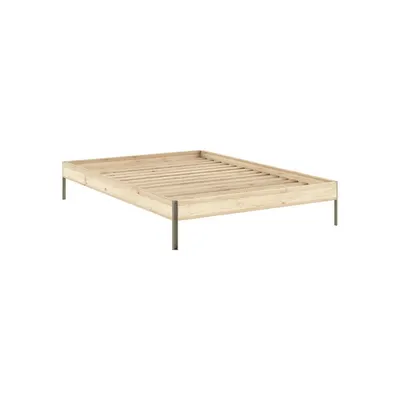 Pat matrimonial în culoare naturală din lemn de pin fără tăblie cu somieră 180x200 cm Core – Karup Design