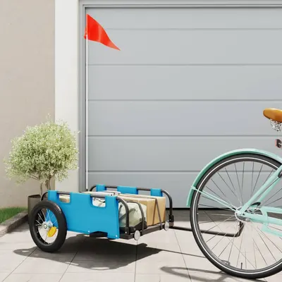Gossi remorca de bicicleta, albastru, textil oxford si fier