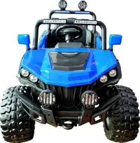 Masinuta electrica pentru copii Novokids M-Buggy UTV Albastru, faruri luminoase, roti din cauciuc Eva, telecomanda, maxim 30 kg , 12V, Mp3USB, 2 viteze, lungime 138 cm, model Offroad
