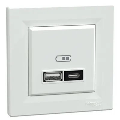 Asfora, Priza de incarcare USB A+C, 21W, PD, PPS, alb