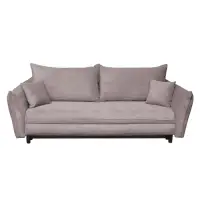 Canapea CAMILLE extensibila, 3 locuri, cu arcuri si lada depozitare, roz pudra, 238x115x95 cm