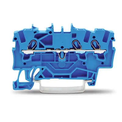 3-conductor through terminal block; 1.5 mm²; for Ex e II and Ex i applications; side and center marking; for DIN-rail 35 x 15 and 35 x 7.5; Push-in CAGE CLAMP®; 1,50 mm²; blue