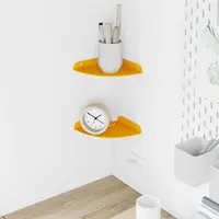 vidaXL Raft Suspendat pentru Colț 2 buc. Galben muștar 15 x 15 x 2 cm