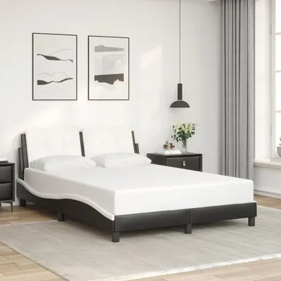 vidaXL Cadru de pat fără saltea, Zadar, negru/alb, 120x200 cm, piele ecologică