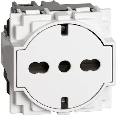 Priza schuko 2 module standard german-italian Bticino Living Now KW4140A16F, alb