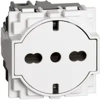Priza schuko 2 module standard german-italian Bticino Living Now KW4140A16F, alb
