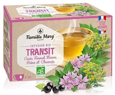 Ceai bio din plante Famille Mary - pentru o peristaltică bună, 20 plicuri