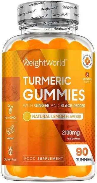 Turmeric with Ginger and Black Pepper, 90 tablete de jeleu, Weight World