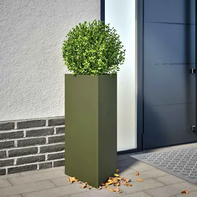 vidaXL Jardiniere grădină, 2 buc., verde, 40x34,5x75cm, oțel, triunghi