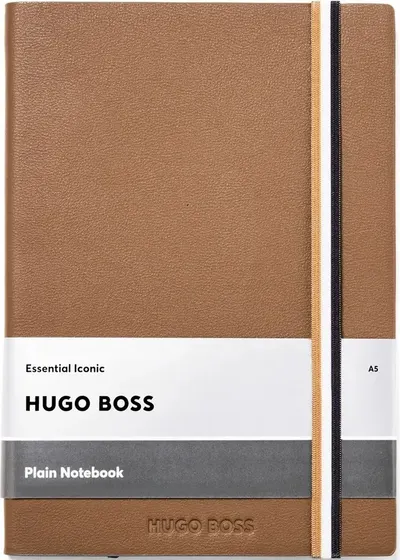 Caiet Hugo Boss Iconic - A5, cu foi albe, maro