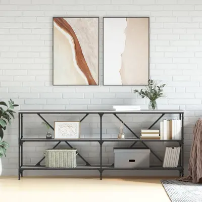 vidaXL Masă consolă gri sonoma 180x30x75 cm Lemn prelucrat și fier