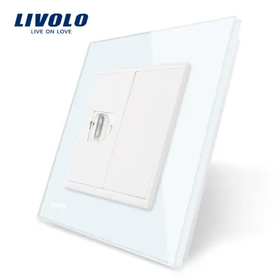 Priza simpla HDMI Livolo cu rama din sticla