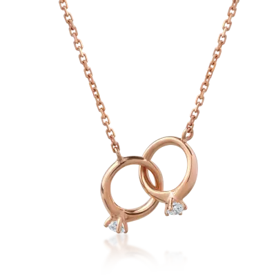 Lant cu pandantiv din aur roz cu diamante de 0.048ct