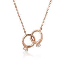 Lant cu pandantiv din aur roz cu diamante de 0.048ct