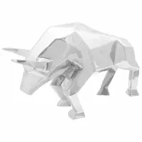 vidaXL Sculptură taur Argintiu 74 x 23 x 30 cm Aluminiu