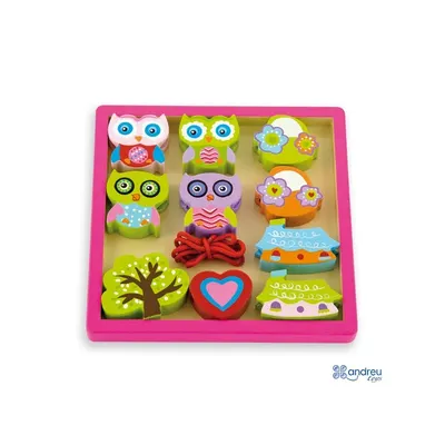 Jucarie de insirat din lemn Andreu toys - Bufnita