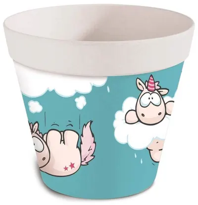 Ghiveci din bambus Nici Theodor & Friends - Unicornul Theodor, albastru