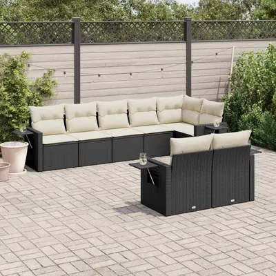 Gossi set mobilier de gradina cu perne, 8 piese, negru, poliratan