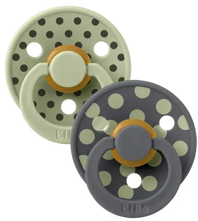 Suzete Bibs - Colour Studio Polka, 0-6 luni, 2 bucăți, Sage/Iron