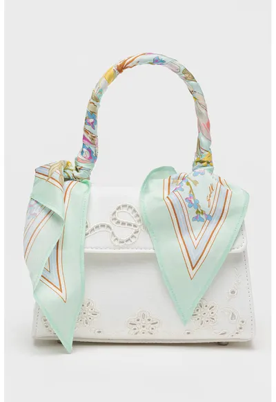 Geanta crossbody cu broderie - Alb