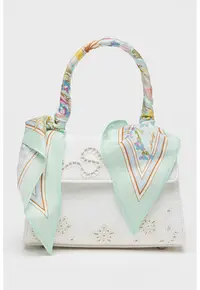 Geanta crossbody cu broderie - Alb