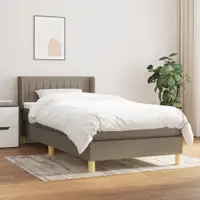 Gossi pat box spring cu saltea, gri taupe, 90x200 cm, textil