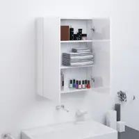 Gossi dulap de baie cu oglinda, alb stralucitor, 60x15x75 cm, mdf