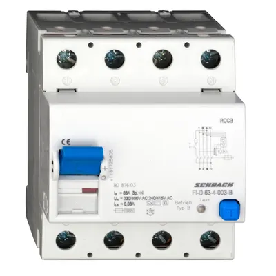 Intreruptor diferential 63A, 4-poli, 30mA, tip B