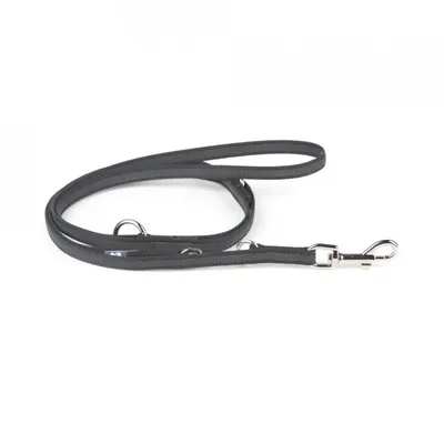 Lesa antiderapanta cu maner, neagra, dublu ajustabila, 14 mm x 2.2 m, pentru caini cu greutate de pana la 30 kg