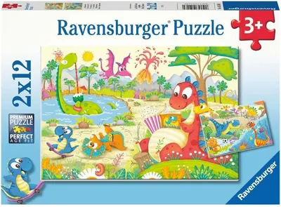 Puzzle Ravensburger din 2 x 12 de piese - Dinozaurii preferați