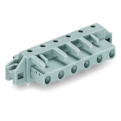 THT female header; 0.6 x 1.0 mm solder pin; angled; clamping collar; Pin spacing 7.5 mm; 7-pole; gray