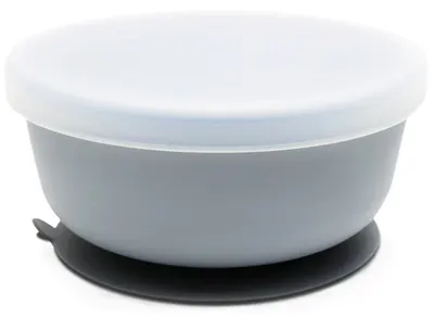 Bol din silicon cu vid și capac Lorelli - Grey