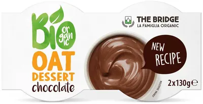 Desert organic din ovăz cu ciocolată, 2 x 130 g, The Bridge