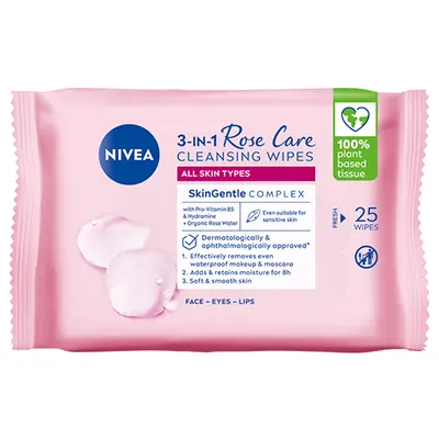 Servetele demachiante micelare Rose Care Cleansing, 25 bucati, Nivea