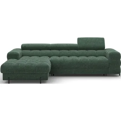 Colțar verde extensibil/cu spațiu de depozitare cu tapițerie din țesătură bouclé (cu colț pe partea stângă/cu șezlong) Felro – ELTAP