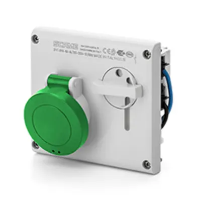 Priza interblocabilan32A 3P+N+E 2h >50V >300-500Hz 136X125MM terminal cu surub Cu interblocaj mecanic