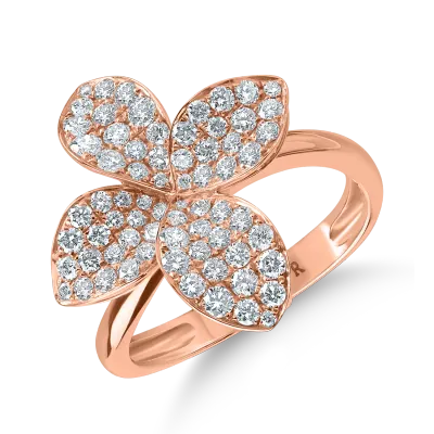 Inel floral din aur roz cu diamante de 0.92ct