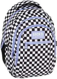 Ghiozdan școlar BackUp 8 O - Checkerboard Purple, cu 3 compartimente