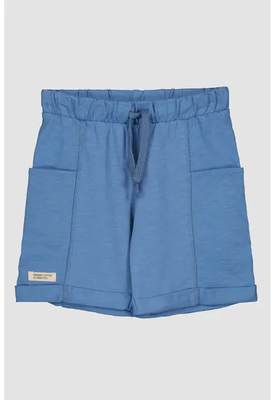 Pantaloni scurti de bumbac cu buzunare laterale - Albastru lavanda