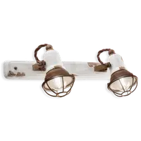 Aplica 2 Luce Con Gabbia Retro Loft Finish Vib - Vintage Bianco C1676-1
