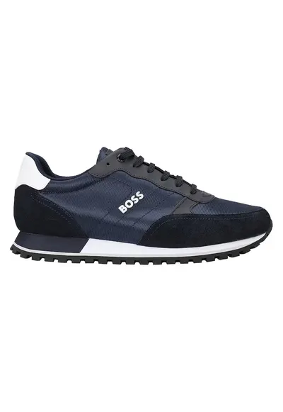 Pantofi sport cu detalii de piele intoarsa Parkour-L Runn 15219 - Alb/Negru/Bleumarin